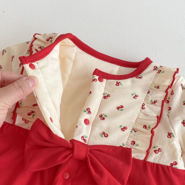 滿印莓果蝴蝶結連身衣 