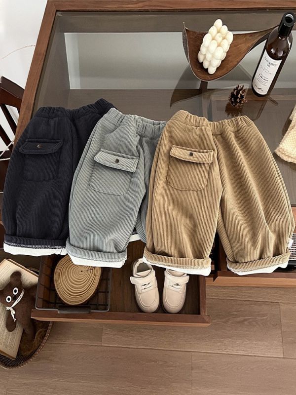 冬日燈芯絨厚實工裝九分褲 