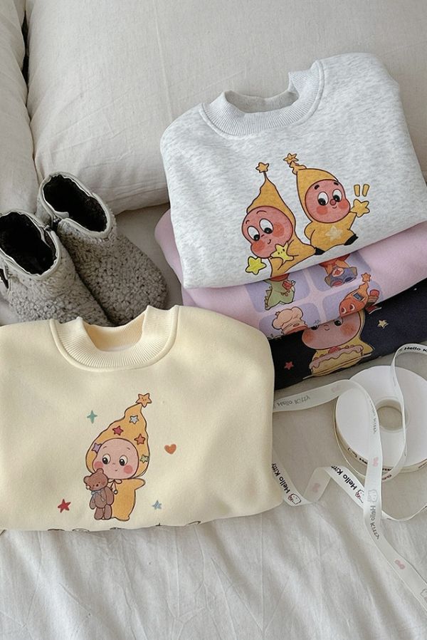 手繪感星星人保暖上衣 