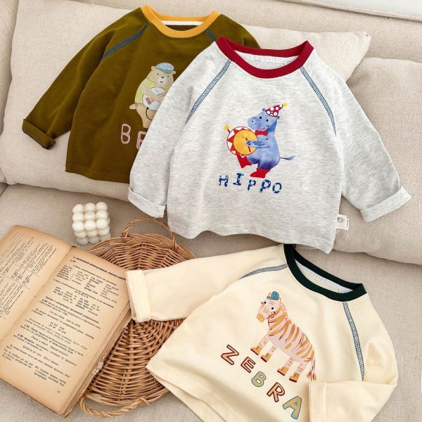 可愛動物明線領休閒tee 