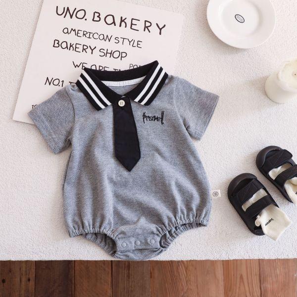 短袖POLO領刺袖包屁 