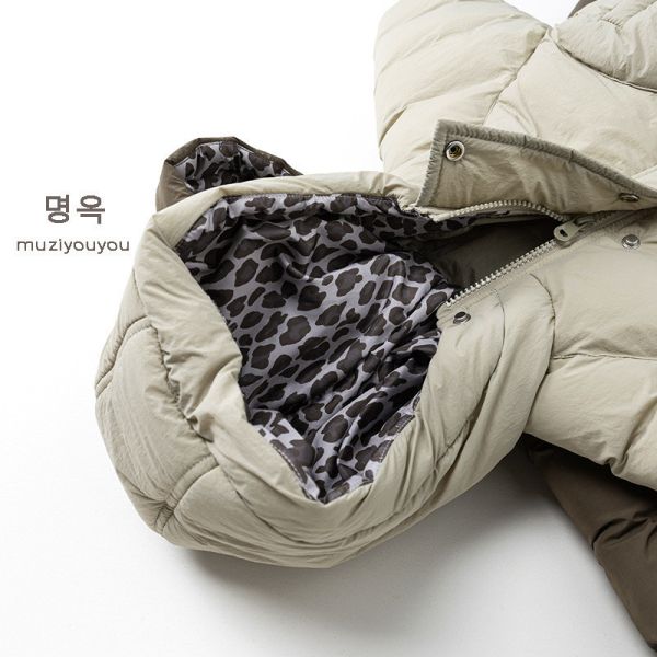 豹紋內裡澎澎連帽加厚外套 