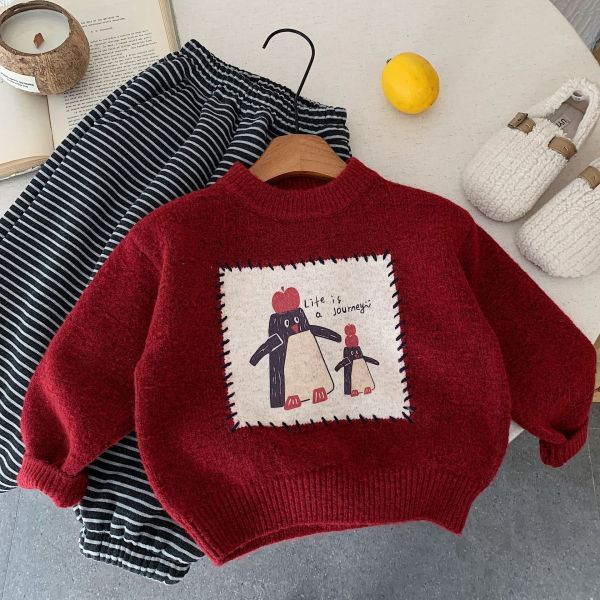 彩繪小企鵝家族針織上衣 