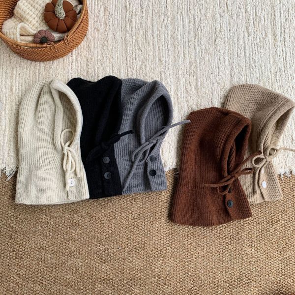 質感排扣加厚毛線包頭帽 