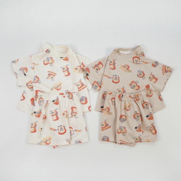 滿印吐司小偷短袖套裝 