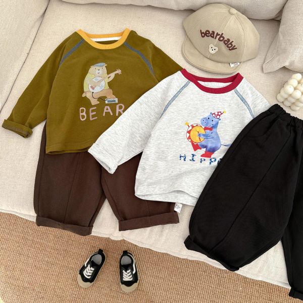 可愛動物明線領休閒tee 