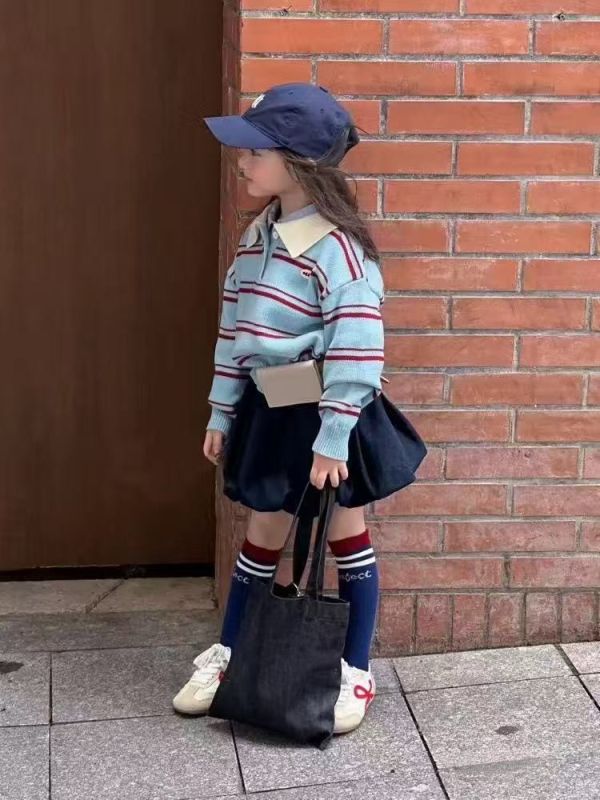 小學院藍調條紋套裝 