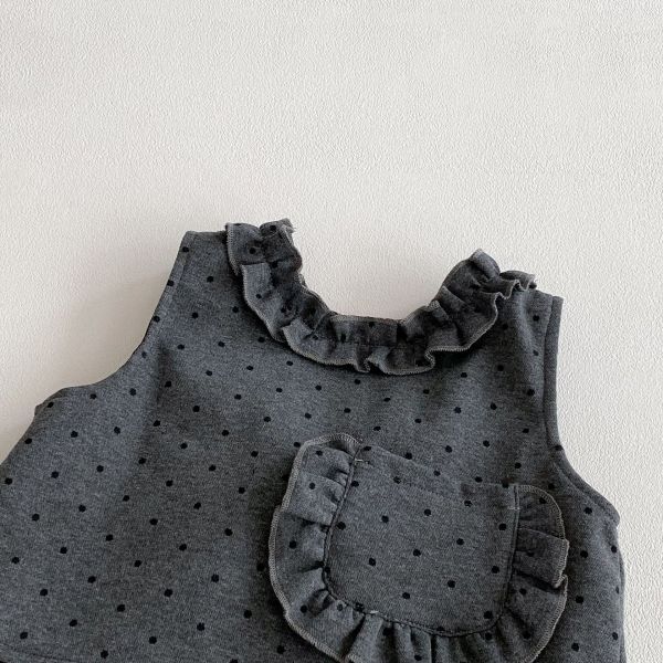 女寶圓點時髦花邊三件套 