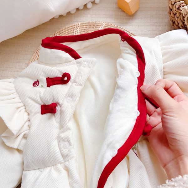 小碎花斜襟盤扣賀年服 