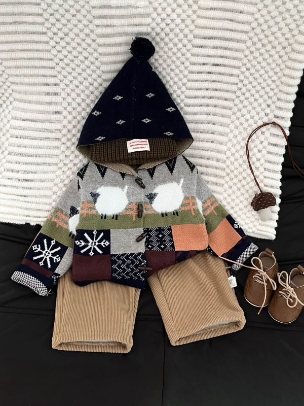 復古撞色精靈針織外套 