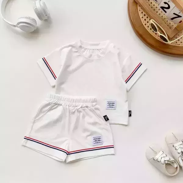 雙袖織帶短袖套裝 