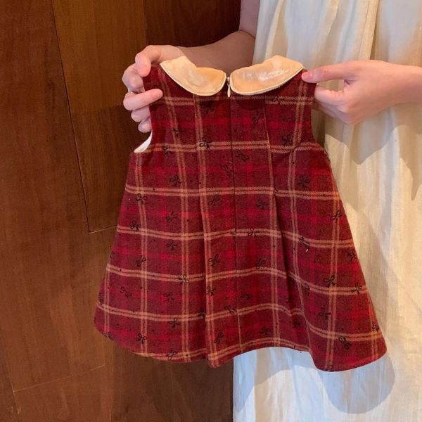 莓果格紋暖暖娃娃領背心裙 