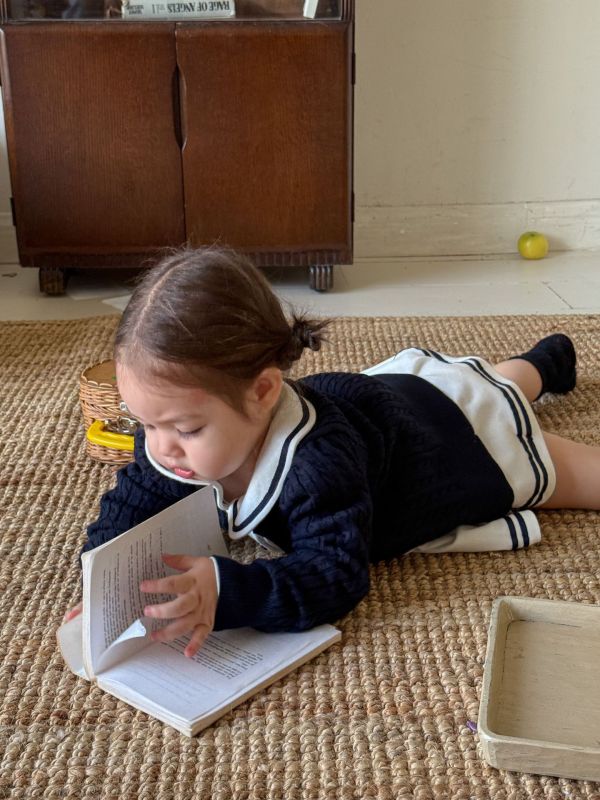 小熊學院風邊線娃娃領包屁裙 