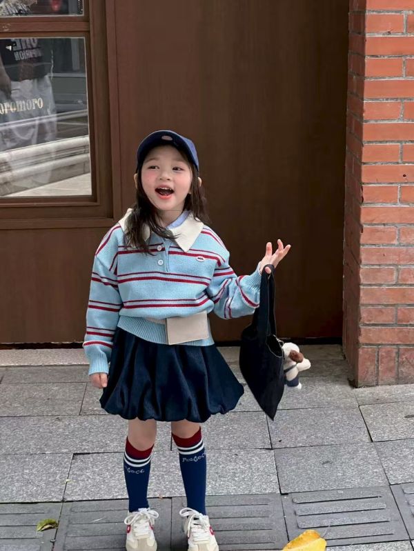 小學院藍調條紋套裝 