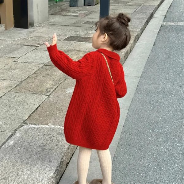 【現貨】溫柔系針織領長版洋裝 