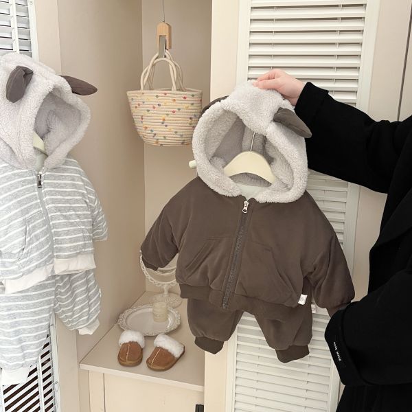 咘咘小熊加絨外套套裝 