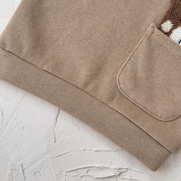 胸前口袋呆熊縮口褲套裝 