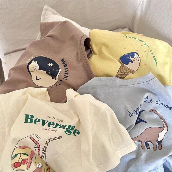 日系簡約繪畫風短tee 