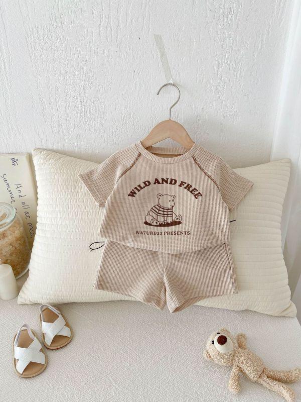 鬆餅格明線小熊套裝 