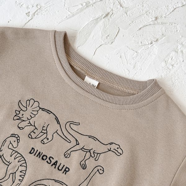 卡其系簡約恐龍包屁 