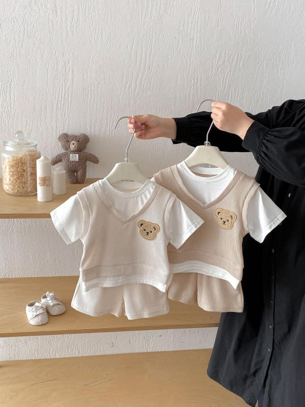 呆呆熊假兩件休閒套裝 