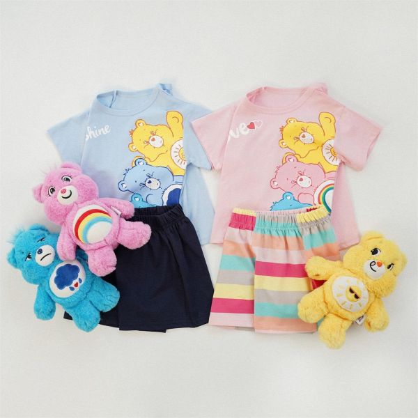 彩虹小熊條紋短袖兄妹裝 