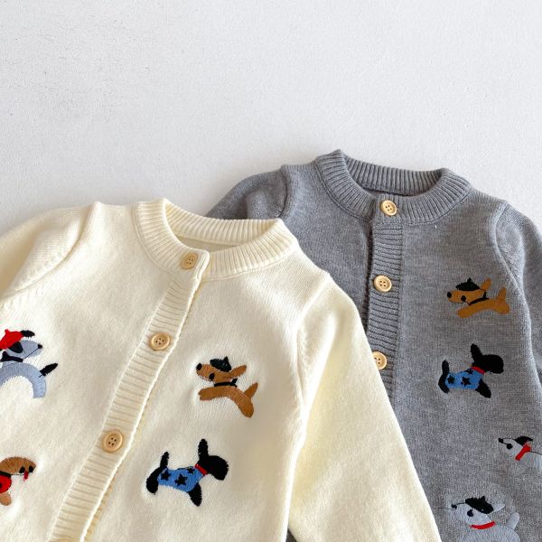 萌狗狗刺繡連身衣｜附帽 