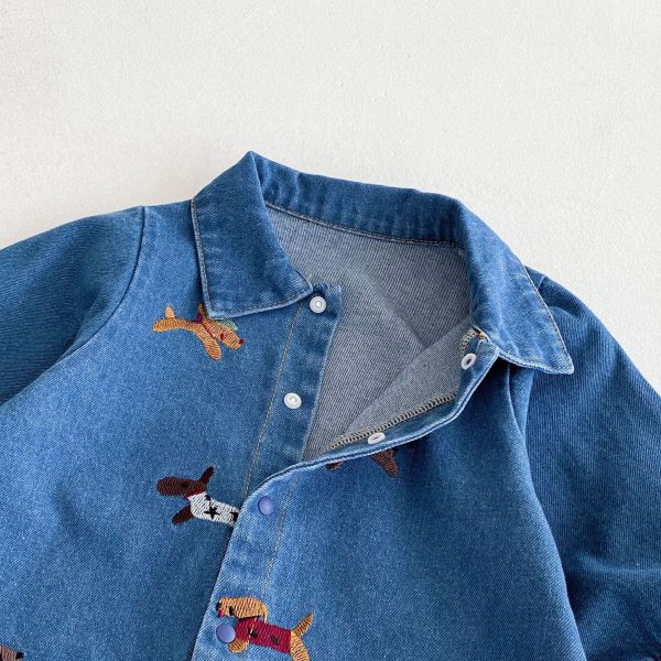 寵物派對刺繡牛仔連身衣 