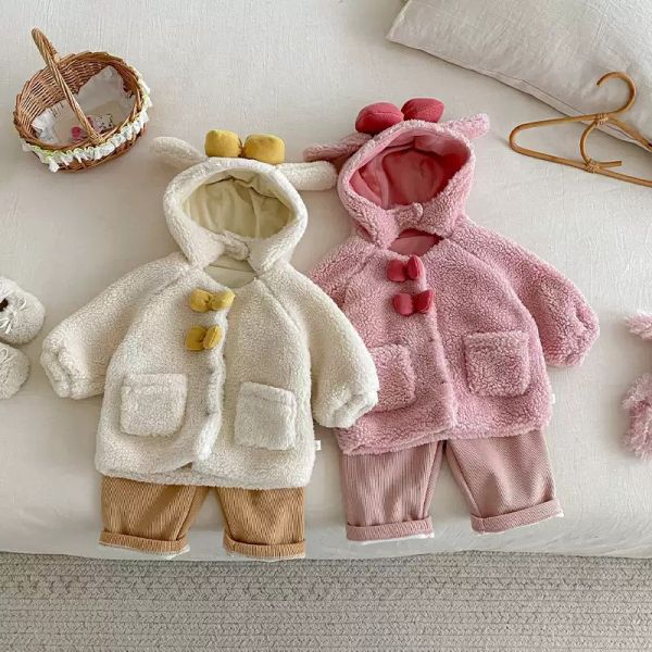 大大蝴蝶耳朵絨毛外套 