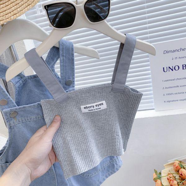 渡假很可以！五分牛仔吊帶組 