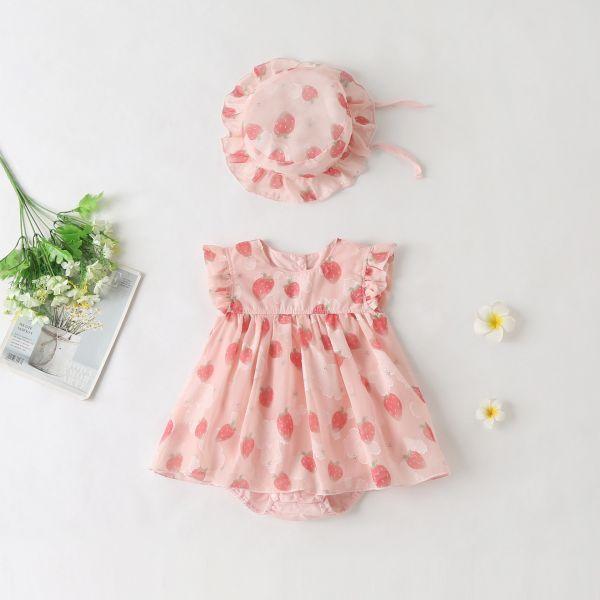 草莓糖霜可愛包屁裙｜附帽 
