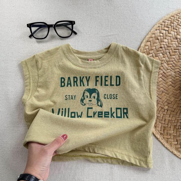 韓系字母狗狗無袖上衣 