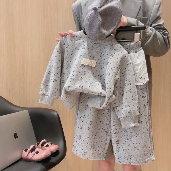 小碎花絨布蕾絲套裝 