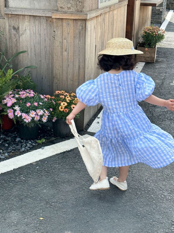 小藍格夏日兄妹裝 