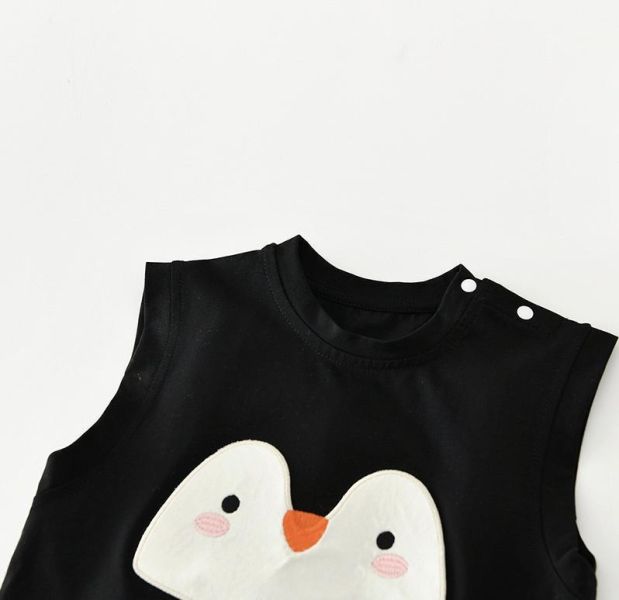 黑色企鵝條紋短褲套裝 