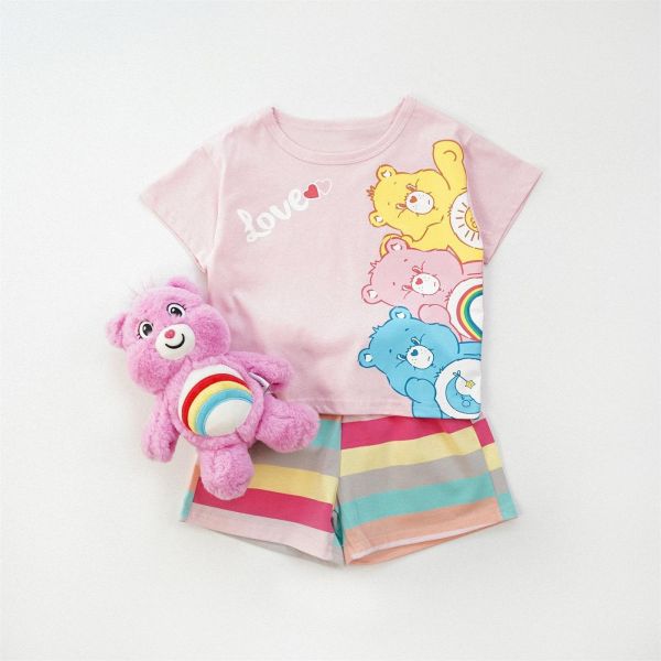 彩虹小熊條紋短袖兄妹裝 