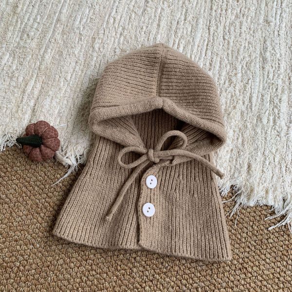 質感排扣加厚毛線包頭帽 