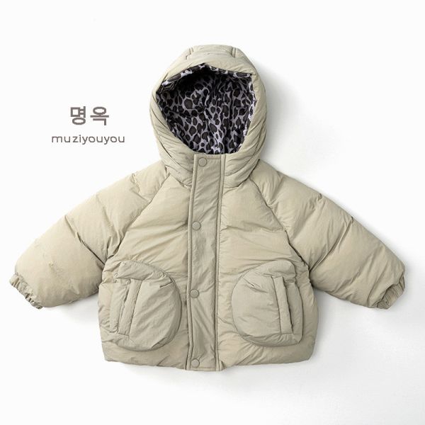 豹紋內裡澎澎連帽加厚外套 
