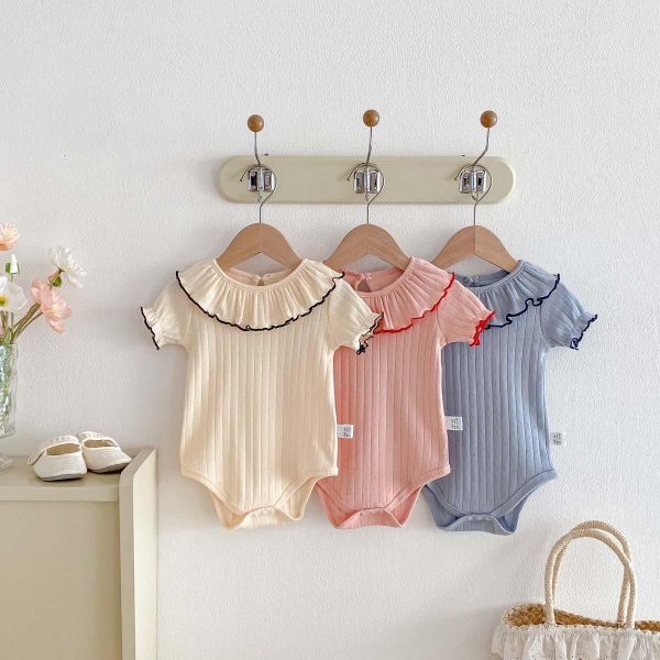 花邊木耳領坑條包屁 