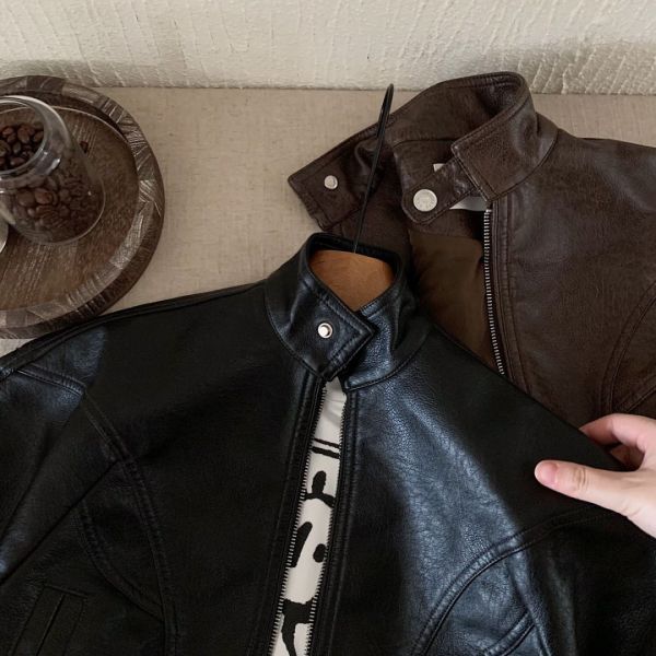 日系復古皮感帥氣外套 