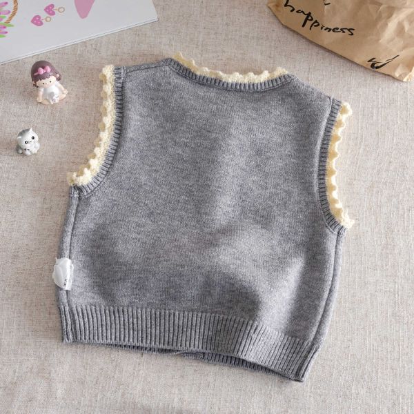 小兔刺繡荷葉邊針織背心 