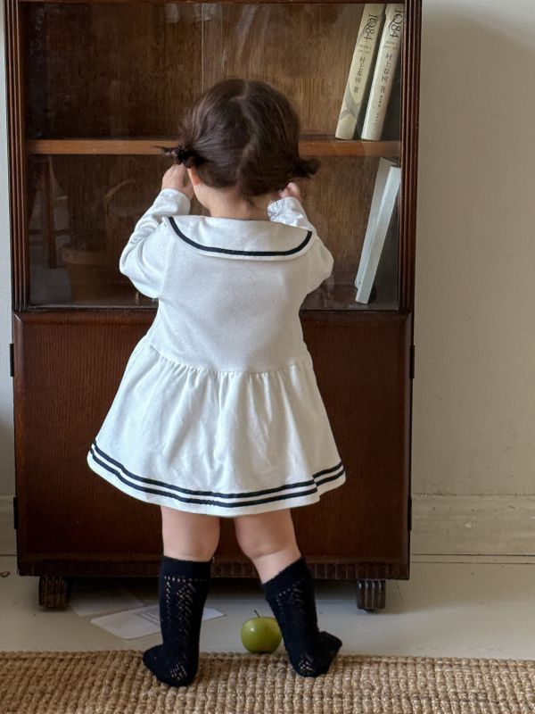 小熊學院風邊線娃娃領包屁裙 