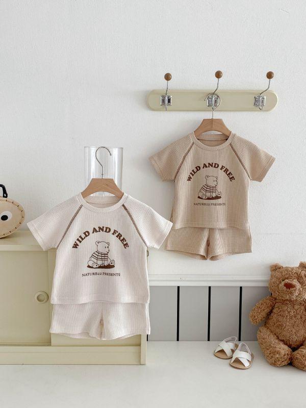 鬆餅格明線小熊套裝 