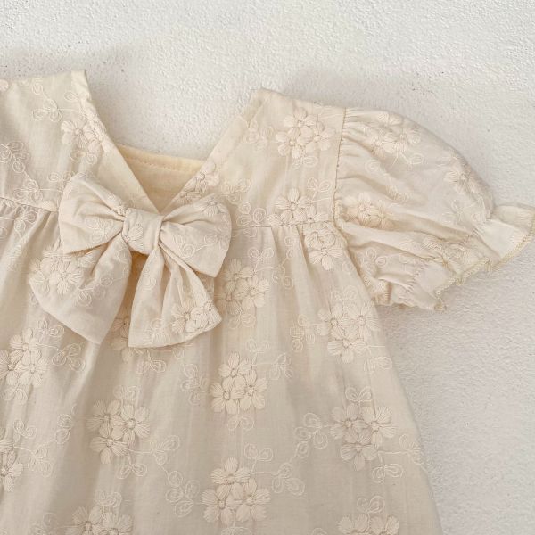 米白刺繡燈籠短袖套 