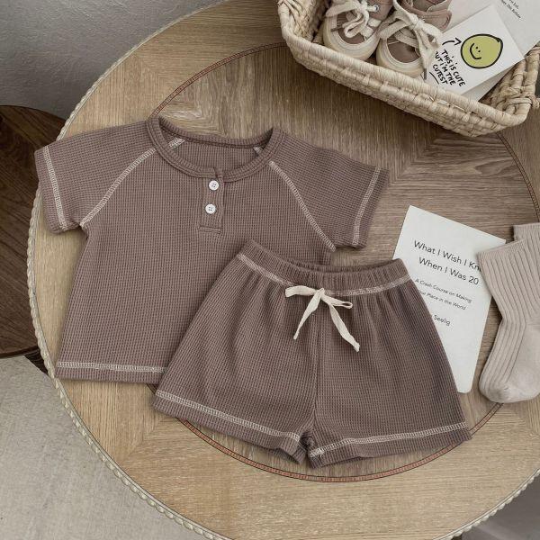 韓系冷色！華夫格素面套裝 