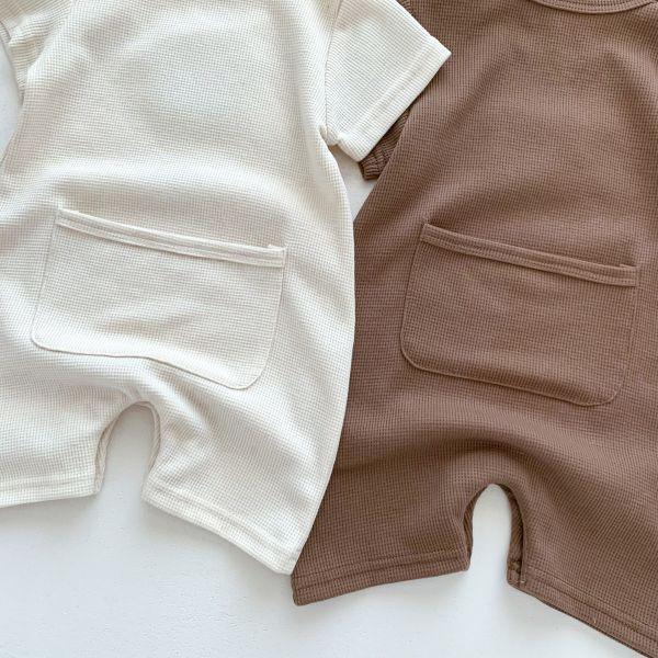 華夫格呆呆熊背口袋爬服｜附帽 