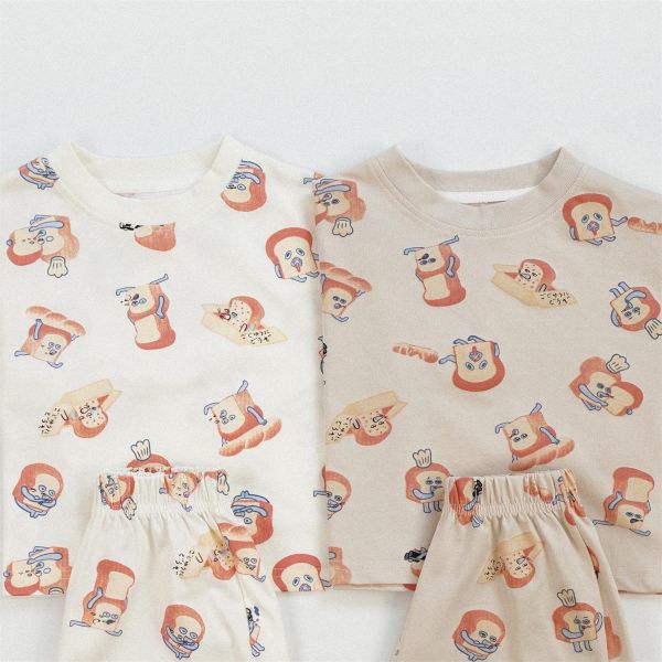 滿印吐司小偷短袖套裝 