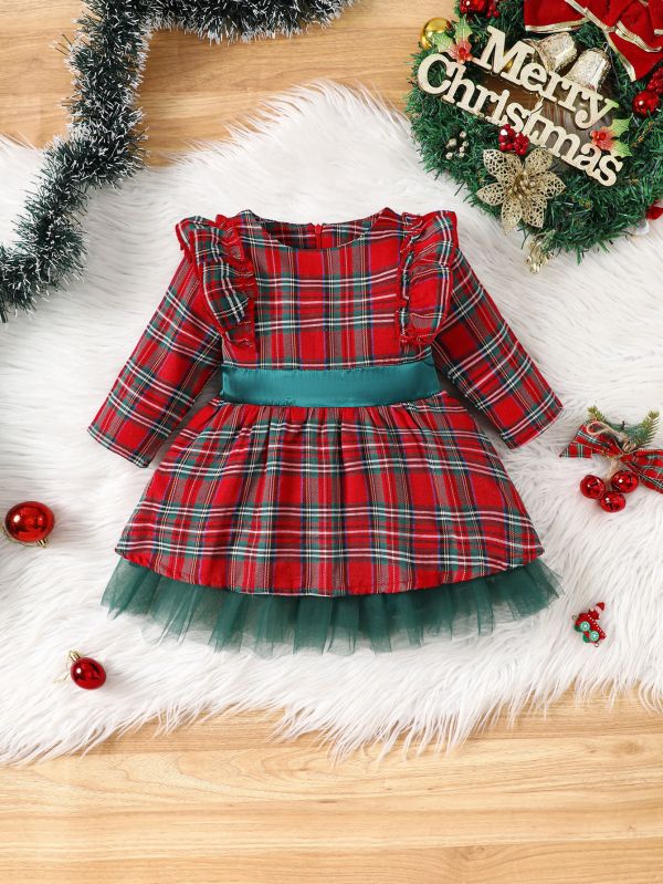 蘇格蘭聖誕蝴蝶結洋裝 
