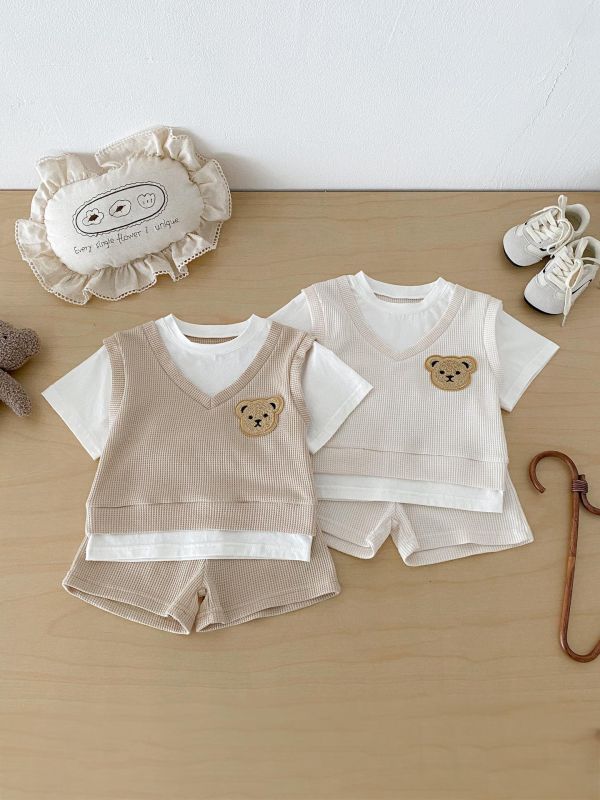 呆呆熊假兩件休閒套裝 