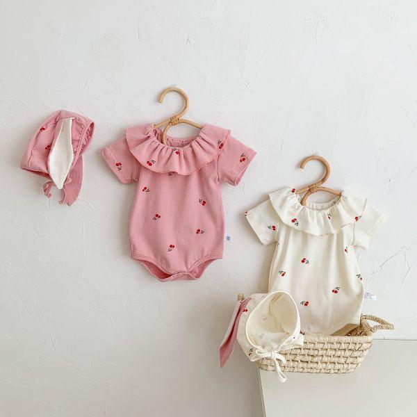 櫻桃荷葉領的搭配｜附兔耳帽 